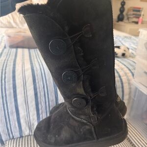 UGG Black Suede Button Boots